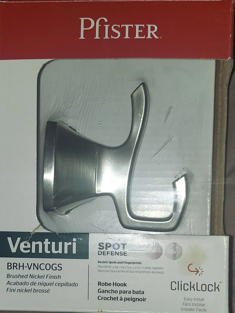 NIB Pfister Venturi Brush Nickel Robe Hook